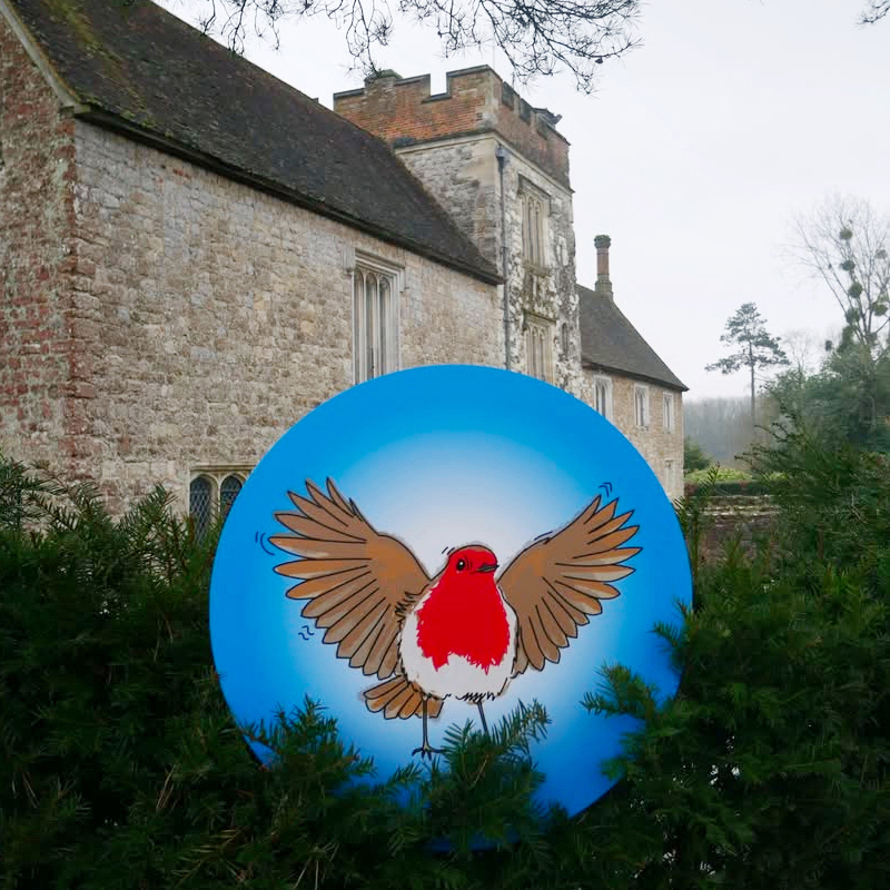 Robin Illustration on Trail Signage at Ightham Mote